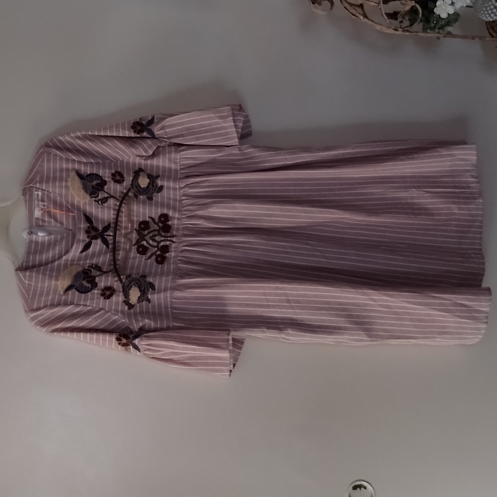 ORANGE CREEK WOMEN 3/4 SLEEVE BOHO EMBROIDERY MIDI DRESS W/ POCKETS  NWT